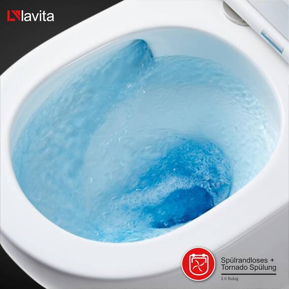 Lavita WC Set: Duofix Basic Vorwandelement + Lavita Wand Tiefspül WC Versoni Weiß Spülrandlos Tornado Spülsystem + WC Sitz mit Absenkautomatik + Bedienplatte Delta 25 Weißer Knopf Komplettset