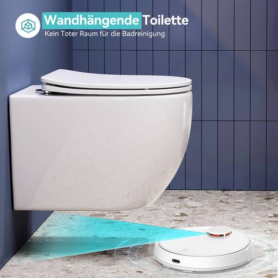Hänge WC Spülrandlos WC Set aus Keramik-Hängetoilette mit Softclose WC-Sitz-Wand WC mit Lotus Effekt Nano Beschichtung-Hänge WC Spülrandlos-Kloschüssel für Bäder