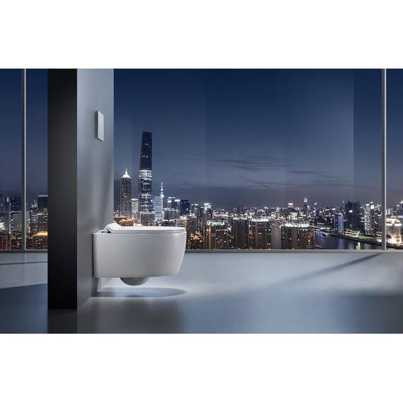 NEG Design Hänge-WC Toilette mit 360° Tornad00 Spülung, randloses Design, inkl. Softclose WC-Sitz aus Duroplast abnehmbar