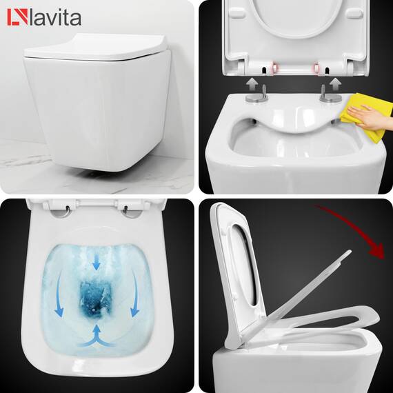 GEBERIT Duofix Basic Vorwandelement + Wand Tiefspül WC Maio Weiß Spülrandlos + WC Sitz + Bedienplatte Delta 25 Weißer Knopf Komplettset Unterputz Spülkasten Toilette Komplett Sett WC