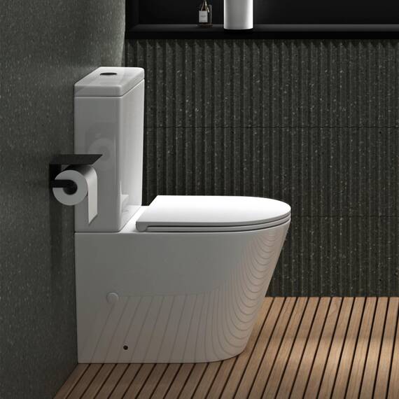 Mai & Mai Stand-WC 108T aus Keramik spülrandloses-WC Weiß 36x63x82cm bodenstehende-Toilette inkl. Spülkasten