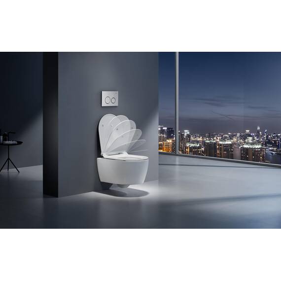 NEG Design Hänge-WC Toilette mit 360° Tornad00 Spülung, randloses Design, inkl. Softclose WC-Sitz aus Duroplast abnehmbar