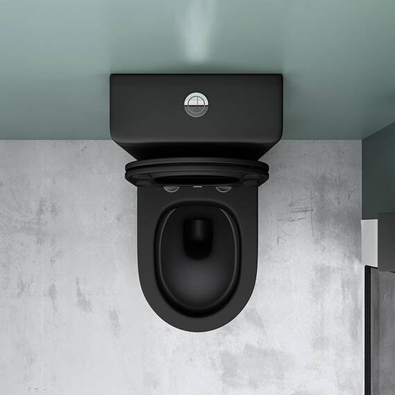 Mai & Mai Stand-WC 179T aus Keramik spülrandloses-WC matt schwarz 36x63x82cm bodenstehende-Toilette inkl.Spülkasten