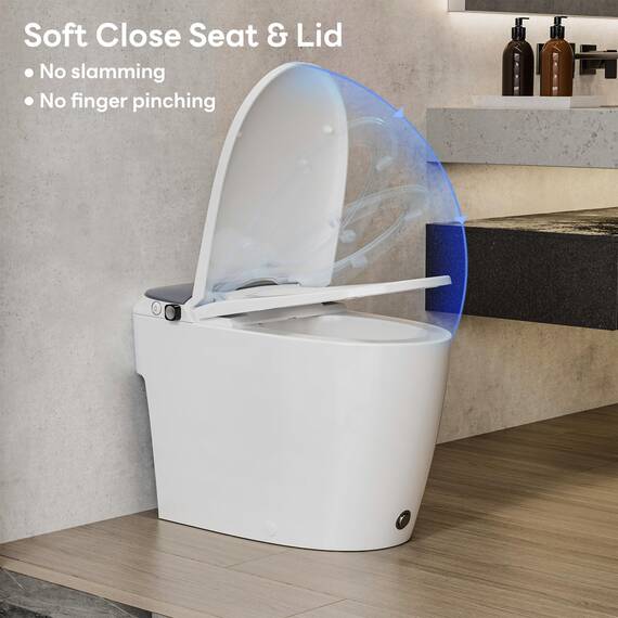 CASTA DIVA CD-W10V nicht elektrische, längliche Smart Bidet-Toilette, Kartenspülung 1000 g, ADA-Komforthöhe, integriertes Luftdruck-unterstütztes System für Power-Spülung, sanftes Öffnen und Schließen