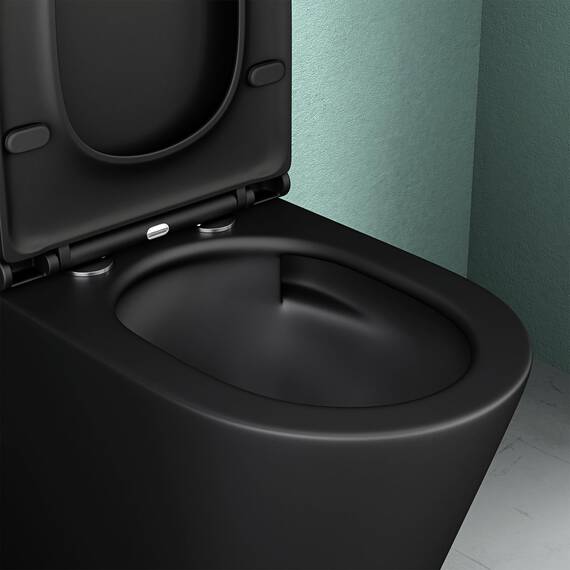 Mai & Mai Stand-WC 108T aus Keramik spülrandloses-WC matt schwarz 36x63x82cm bodenstehende-Toilette inkl. Spülkasten