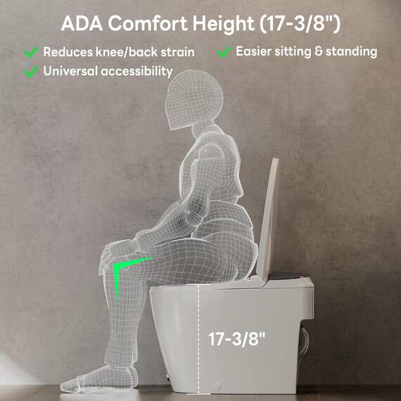 CASTA DIVA CD-W10V nicht elektrische, längliche Smart Bidet-Toilette, Kartenspülung 1000 g, ADA-Komforthöhe, integriertes Luftdruck-unterstütztes System für Power-Spülung, sanftes Öffnen und Schließen