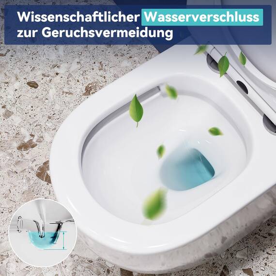 Hänge WC Spülrandlos WC Set aus Keramik-Hängetoilette mit Softclose WC-Sitz-Wand WC mit Lotus Effekt Nano Beschichtung-Hänge WC Spülrandlos-Kloschüssel für Bäder