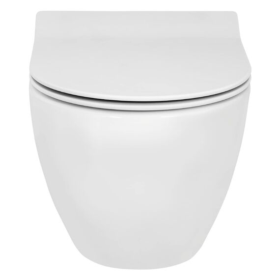 'aquaSu® Wand-WC Spülrandlos 2.0 | innovative Swirl Spültechnik | Spritzfrei & leise | Umweltfreundlich | Wasserzulauf seitlich | WC-Set Tondo | WC-Sitz mit Absenkautomatik | Duroplast Weiß | 04997 9