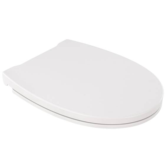 Calmwaters® Familien WC-Sitz, Toilettendeckel mit integriertem Kindersitz, einzeln lösbar, Absenkautomatik, 2 Montage-Optionen von oben, abnehmbar, antibakteriell, ovale Klobrille Weiß