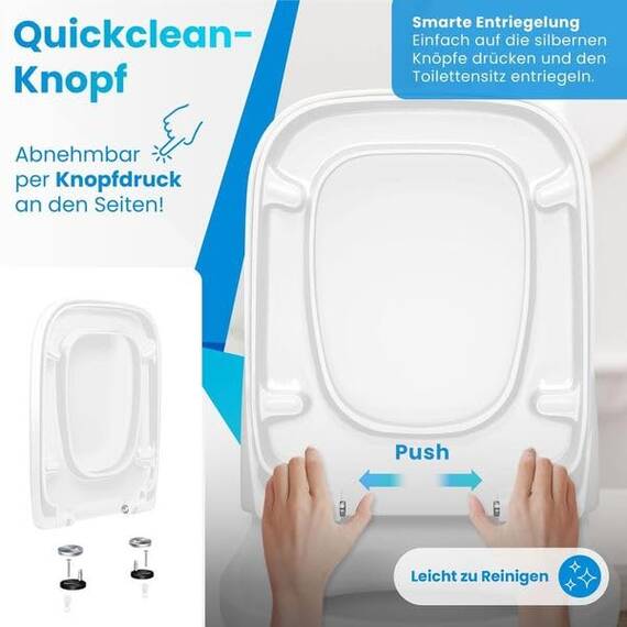 KESSER® WC Sitz mit Absenkautomatik Toilettendeckel Quick-Release-Funktion und Softclose - einfache Montage Klodeckel aus Duroplast Toilettensitz mit Edelstahl Befestigung