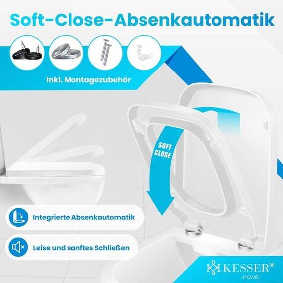 KESSER® WC Sitz mit Absenkautomatik Toilettendeckel Quick-Release-Funktion und Softclose - einfache Montage Klodeckel aus Duroplast Toilettensitz mit Edelstahl Befestigung