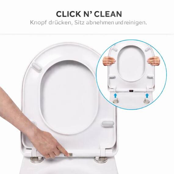 Bullseat WC Sitz passend für Duravit Starck 2, Starck 3 & me by Starck | Toilettendeckel mit Softclose Absenkautomatik | Abnehmbar mit Quick-Release | Antibakterieller Duroplast | Edelstahlbefestigung