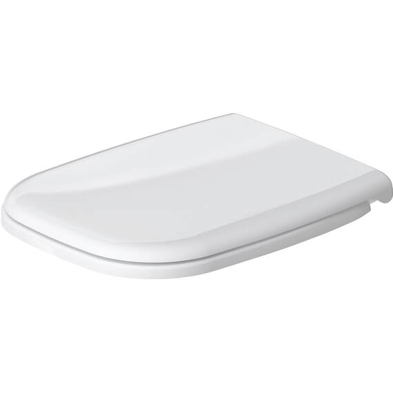 Duravit WC-Sitz D-Code mit Absenkautomatik - Toilettensitz aus Duroplast, D-Form, Soft-Close, Kunststoff-Scharniere, Weiß Hochglanz, Passend für Duravit D-Code Serie