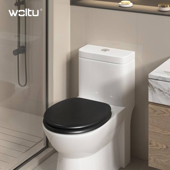 WOLTU Premium WC-Sitz Toilettensitz mit Absenkautomatik, MDF Holzkern, Softclose Scharnier, Desgin Décor Oval