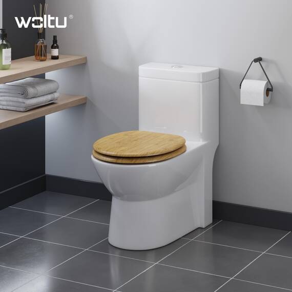 WOLTU Premium WC-Sitz Toilettensitz mit Absenkautomatik, MDF Holzkern, Softclose Scharnier, Desgin Décor Bamboo Oval