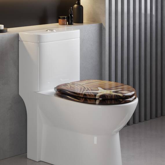 WOLTU #2 Premium WC-Sitz Toilettensitz mit Absenkautomatik, MDF Holzkern, Softclose Scharnier, Desgin Décor