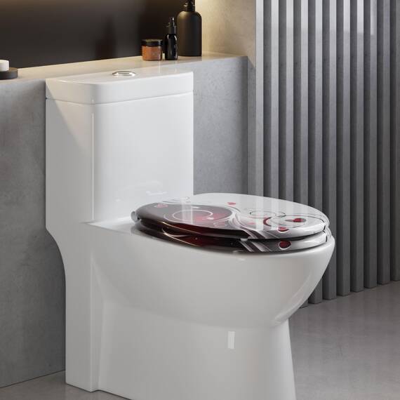 WOLTU Premium WC-Sitz Toilettensitz mit Absenkautomatik, MDF Holzkern, Softclose Scharnier, Desgin Décor Oval