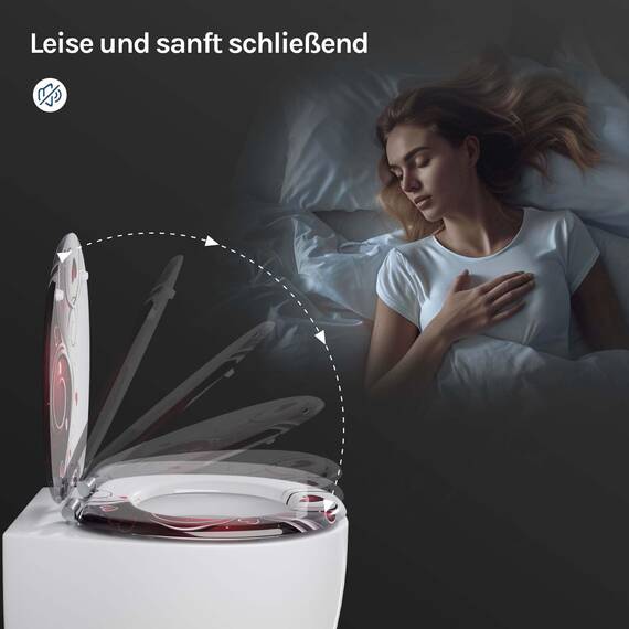 WOLTU Premium WC-Sitz Toilettensitz mit Absenkautomatik, MDF Holzkern, Softclose Scharnier, Desgin Décor Oval