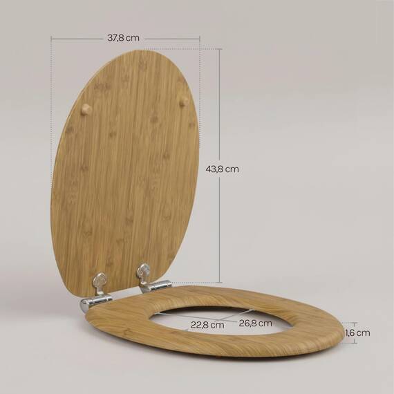 WOLTU Premium WC-Sitz Toilettensitz mit Absenkautomatik, MDF Holzkern, Softclose Scharnier, Desgin Décor Bamboo Oval