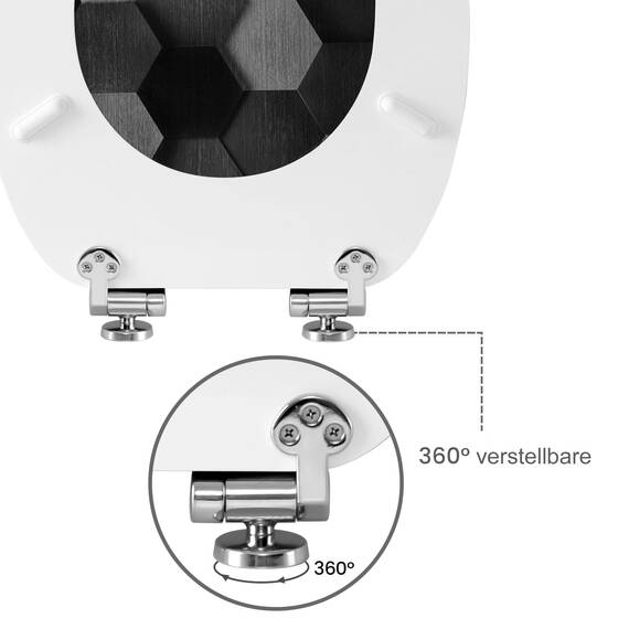 WOLTU Toilettendeckel mit Absenkautomatik, WC Sitz O Form MDF, Klodeckel mit Motiv, Klobrille Toilettenbrille WC Deckel, einfache Montage von unten, bis 175 kg Belastbar