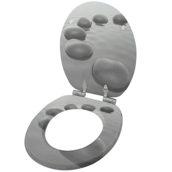 Sanilo WC Sitz mit Absenkautomatik, viele neue Toilettendeckel zur Auswahl, hochwertige Oberfläche, einfache Montage, stabile Scharniere (Black Stones)