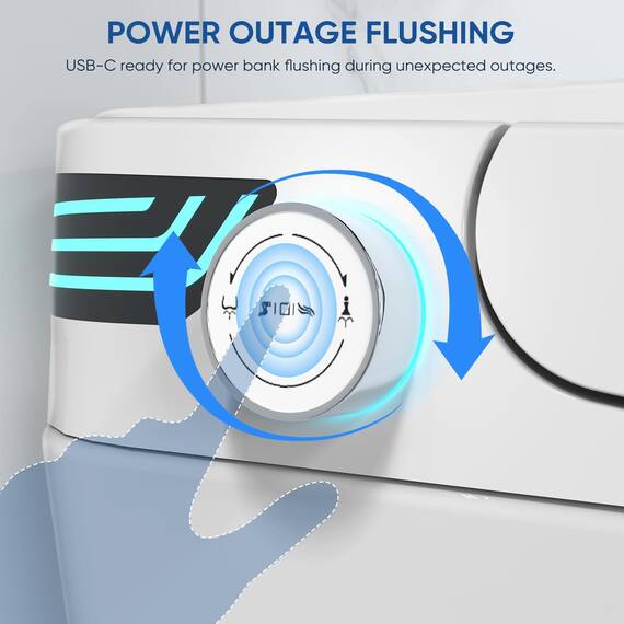 SPOWAY Smart Toilette, längliches, einteiliges Bidet-WC mit eingebautem Bidet, Tankless Smart Bidet Toilette mit Auto Open Close, Fußsensor, beheizter Sitz, LED-Display, Nachtlicht, Dual Flush