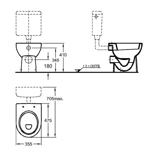 Keramag Stand-WC Renova Nr. 1, 213010 VE 12, Tiefspüler mit waagerechtem Abgang, Keramik, Weiß, 03962 8