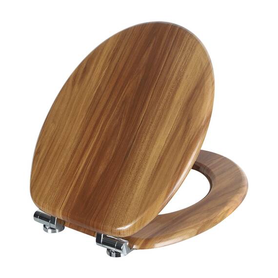 WOLTU Premium WC-Sitz Toilettensitz mit Absenkautomatik, MDF Holzkern, Softclose Scharnier, Desgin Décor Oval
