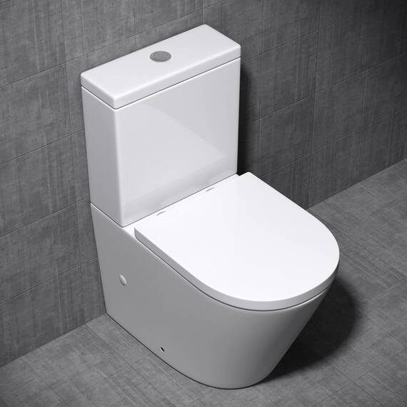 Mai & Mai Stand-WC Aachen179T aus Keramik spülrandloses-WC Weiß bodenstehende-Toilette inkl.Spülkasten