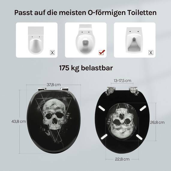 WOLTU Premium WC-Sitz Toilettensitz mit Absenkautomatik, MDF Holzkern, Softclose Scharnier, Desgin Décor Oval