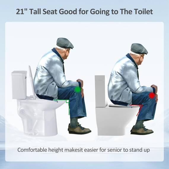 Simple Project 53,3 cm hohe Toilette, länglich mit Komfortstuhlsitz, 1,28 GPF, leistungsstark, Einzelspülung, extra hohe Toilette, 30,5 cm grobe Toilette, komfortable Höhe, Toilette für Senioren und
