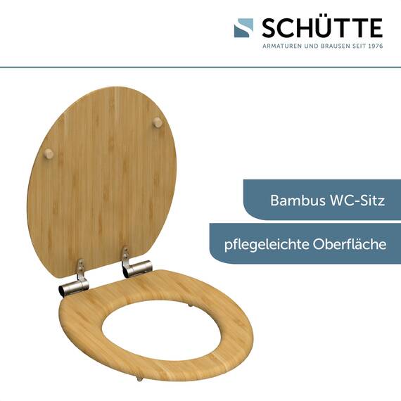 SCHÜTTE WC-Sitz BAMBOO mit Absenkautomatik aus Bambus, nachhaltiger Toilettendeckel mit 175kg Belastbarkeit, Toilettensitz mit Brille, Klodeckel für WC, Holz Klobrille