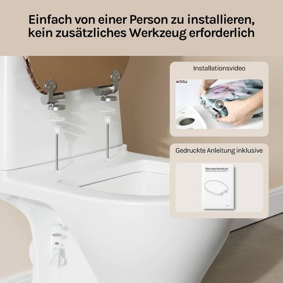 WOLTU #2 Premium WC-Sitz Toilettensitz mit Absenkautomatik, MDF Holzkern, Softclose Scharnier, Desgin Décor