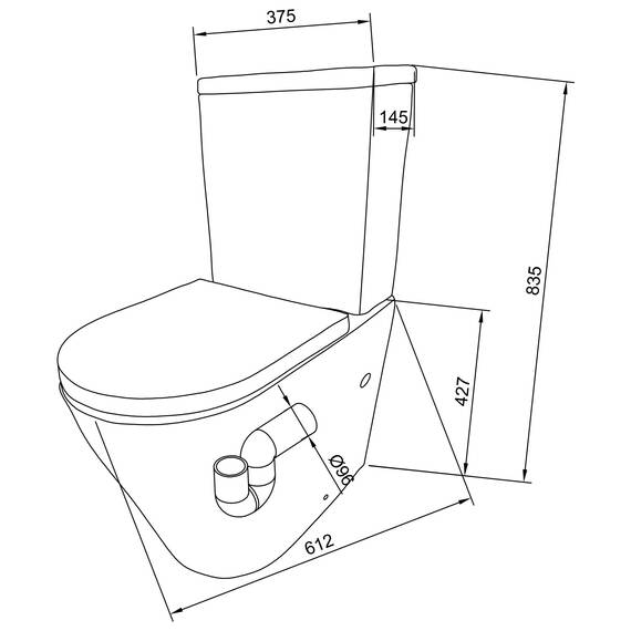 Mai & Mai Stand-WC Aachen179T aus Keramik spülrandloses-WC Weiß bodenstehende-Toilette inkl.Spülkasten
