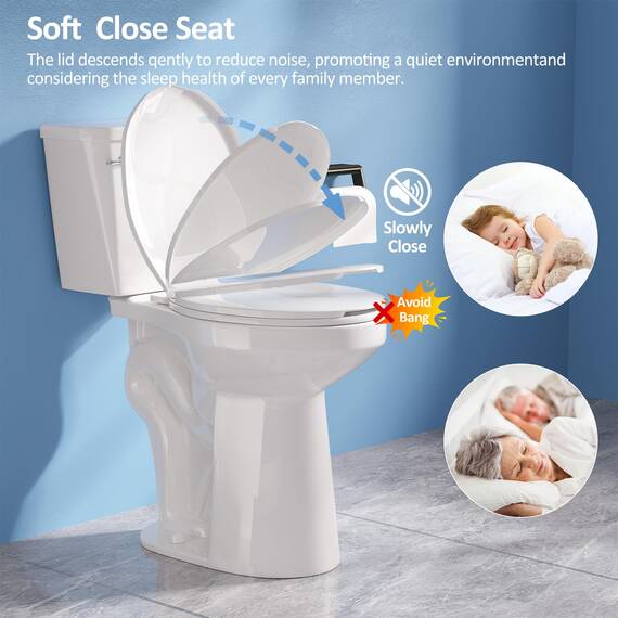 Simple Project 53,3 cm hohe Toilette, länglich mit Komfortstuhlsitz, 1,28 GPF, leistungsstark, Einzelspülung, extra hohe Toilette, 30,5 cm grobe Toilette, komfortable Höhe, Toilette für Senioren und