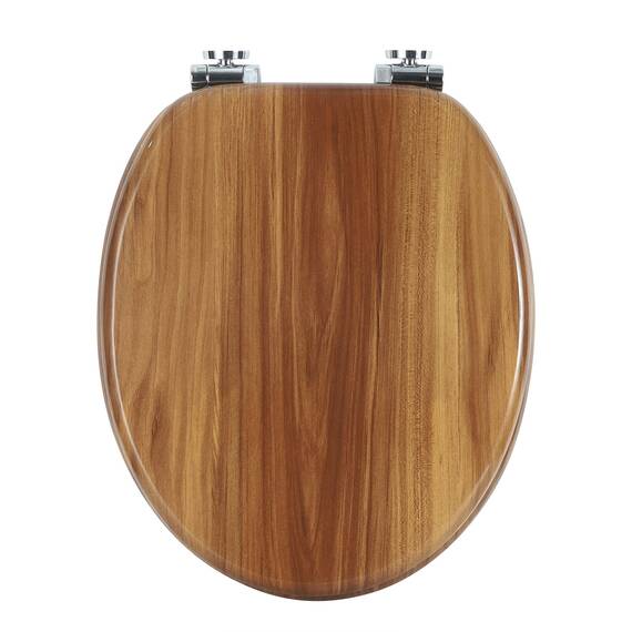 WOLTU Premium WC-Sitz Toilettensitz mit Absenkautomatik, MDF Holzkern, Softclose Scharnier, Desgin Décor Oval