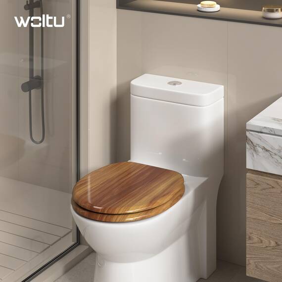 WOLTU Premium WC-Sitz Toilettensitz mit Absenkautomatik, MDF Holzkern, Softclose Scharnier, Desgin Décor Oval