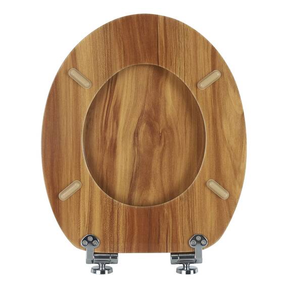 WOLTU Premium WC-Sitz Toilettensitz mit Absenkautomatik, MDF Holzkern, Softclose Scharnier, Desgin Décor Oval