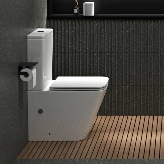 Mai & Mai Stand-WC 112T aus Keramik spülrandloses-WC weiß 36x63x82cm bodenstehende-Toilette inkl.Spülkasten