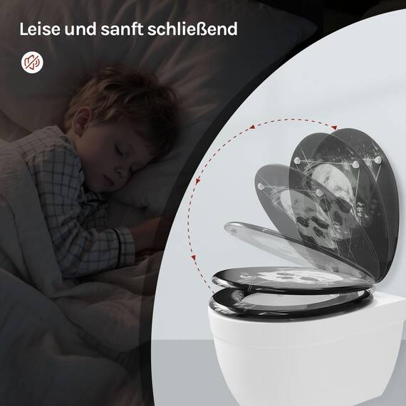 WOLTU Premium WC-Sitz Toilettensitz mit Absenkautomatik, MDF Holzkern, Softclose Scharnier, Desgin Décor Oval