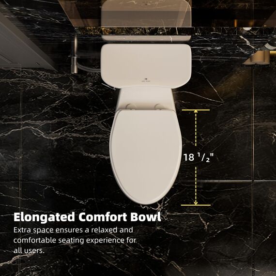 48.3 cm hohe Toilette, Los Flexi ADA & längliche extra hohe Toilette für Senioren, Komforthöhe, zweiteiliges WC mit Absenkautomatik, 30,5 cm grob, S-Falle, Siphonic Flush 1,28 GPF