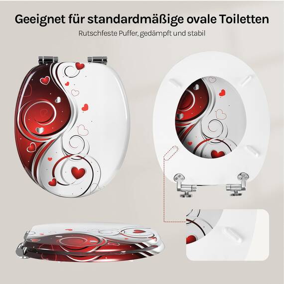 WOLTU Premium WC-Sitz Toilettensitz mit Absenkautomatik, MDF Holzkern, Softclose Scharnier, Desgin Décor Oval