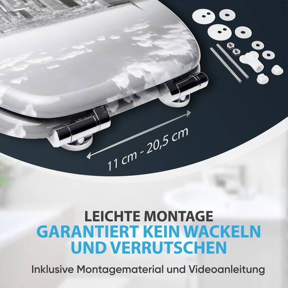 Sanilo WC Sitz mit Absenkautomatik, viele schöne schwarze Toilettendeckel zur Auswahl, hochwertige und stabile Qualität aus Holz (Skyline New York)