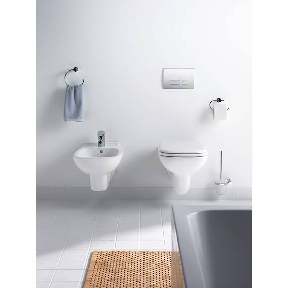 Duravit WC-Sitz D-Code mit Absenkautomatik - Toilettensitz aus Duroplast, D-Form, Soft-Close, Kunststoff-Scharniere, Weiß Hochglanz, Passend für Duravit D-Code Serie