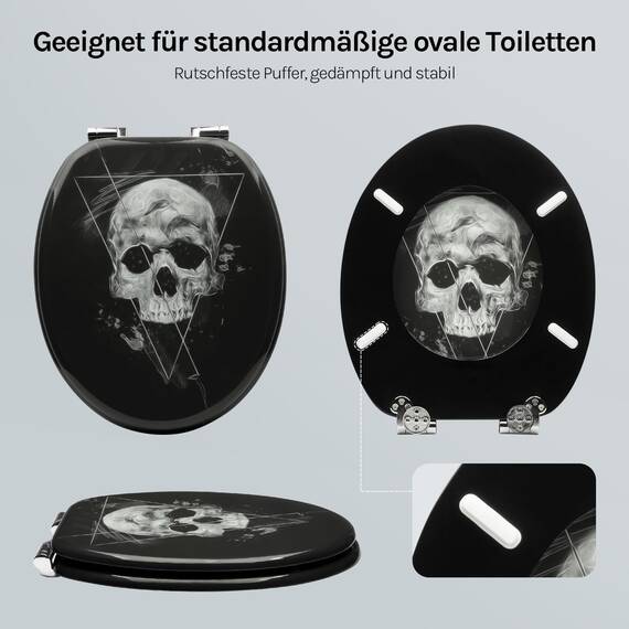 WOLTU Premium WC-Sitz Toilettensitz mit Absenkautomatik, MDF Holzkern, Softclose Scharnier, Desgin Décor Oval
