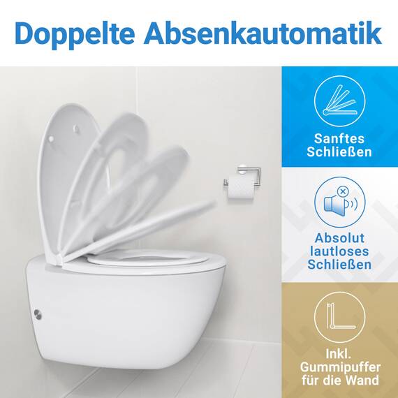 LOBENSWERK Toilettendeckel mit Kindersitz [Einfache Montage] Oval, antibakteriell & UV-beständig | Klodeckel mit Kindereinsatz, Toilettensitz mit Kindersitz integriert inkl. Installationsschablone