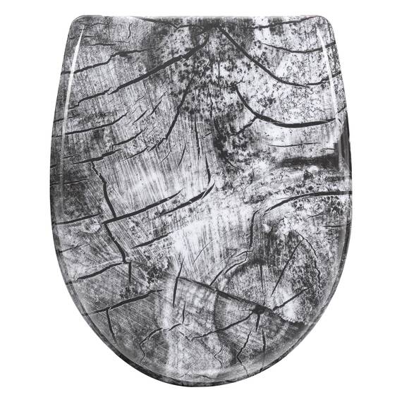 WOLTU Toilettendeckel, Klodeckel mit Absenkautomatik, WC Sitz mit Quick-Release-Funktion, Klobrille O-Form mit Motiv, Montage von oben zu unten, 175 kg belastbar