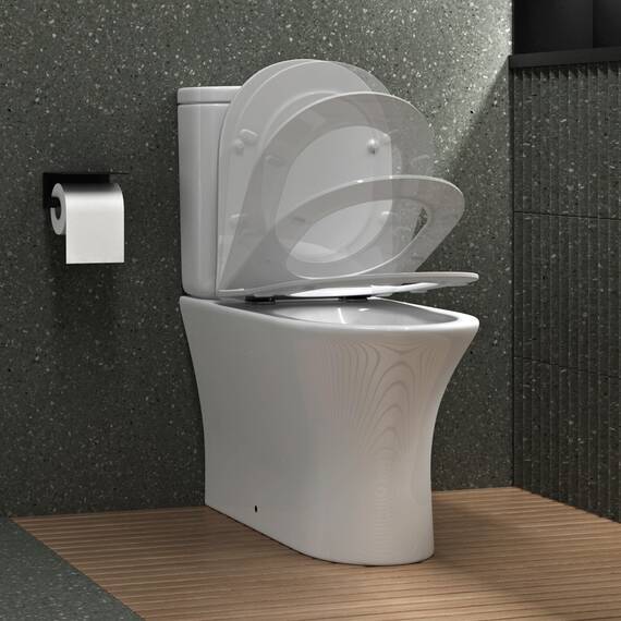 Mai & Mai Stand-WC Aachen304T aus Keramik spülrandloses-WC Weiß bodenstehende-Toilette inkl.Spülkasten
