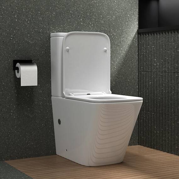 Mai & Mai Stand-WC 112T aus Keramik spülrandloses-WC weiß 36x63x82cm bodenstehende-Toilette inkl.Spülkasten