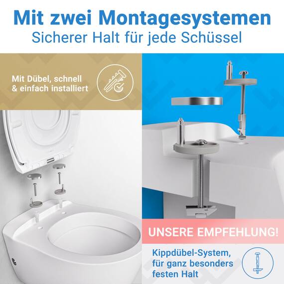 LOBENSWERK Toilettendeckel mit Kindersitz [Einfache Montage] Oval, antibakteriell & UV-beständig | Klodeckel mit Kindereinsatz, Toilettensitz mit Kindersitz integriert inkl. Installationsschablone